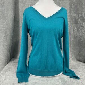 The Limited Women's Wool Blend Size M Teal V Neck Sweater Soft Preppy Winter